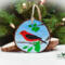 Nature aesthetic Christmas ornament with a hand-painted scarlet tanager at Cove Creek Photography.